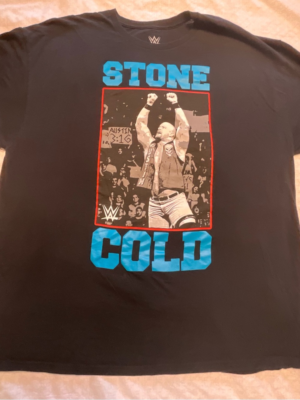 WWE Black Crewneck Tee with White Interior Print